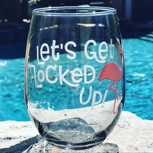 Custom Stemless Wine Glasses - Flamingo